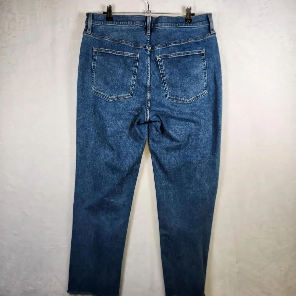 J Crew Essential‎ Straight Blue Jeans Size 32 Raw Hem